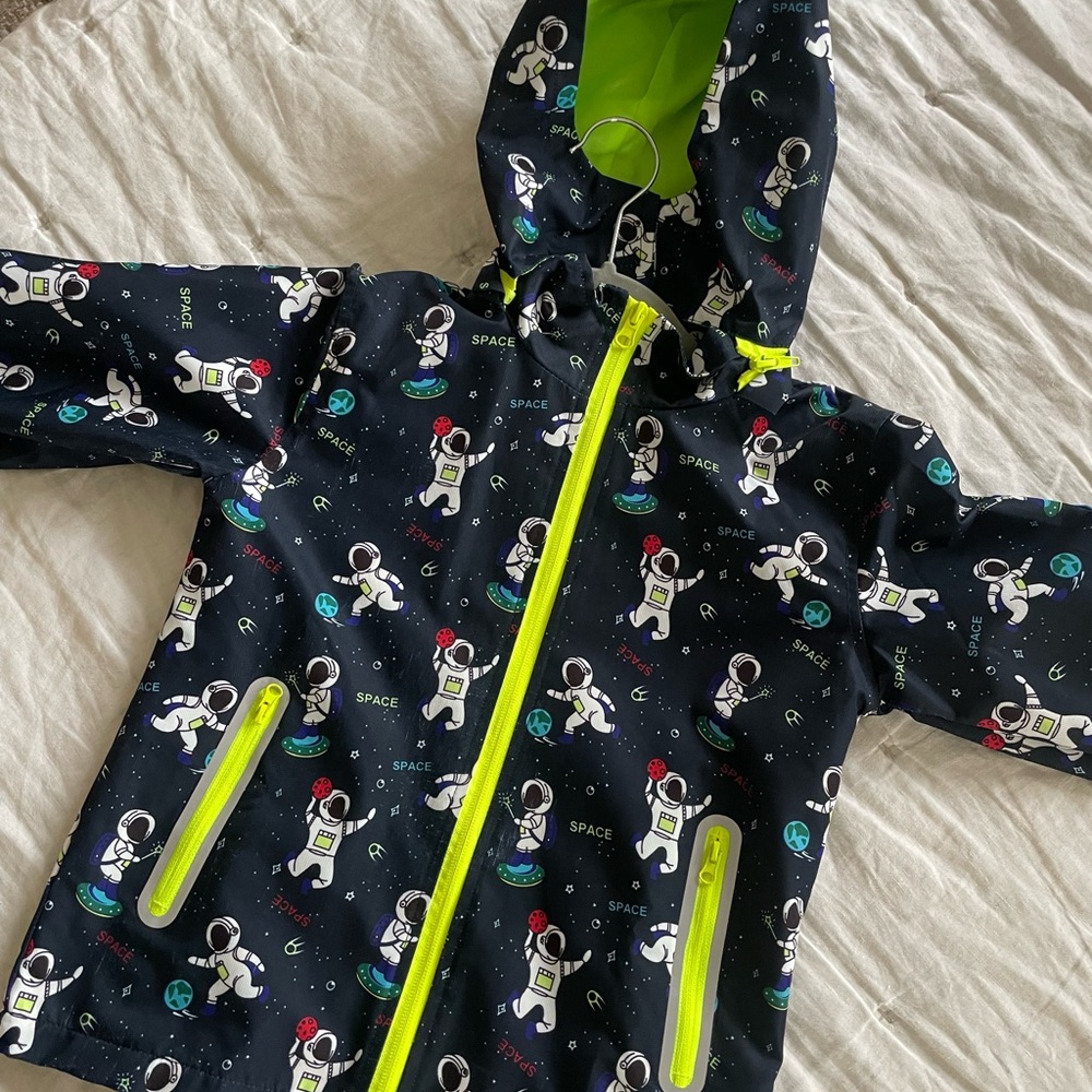 Kids Space Astronaut Rain Jacket with Neon Accents
